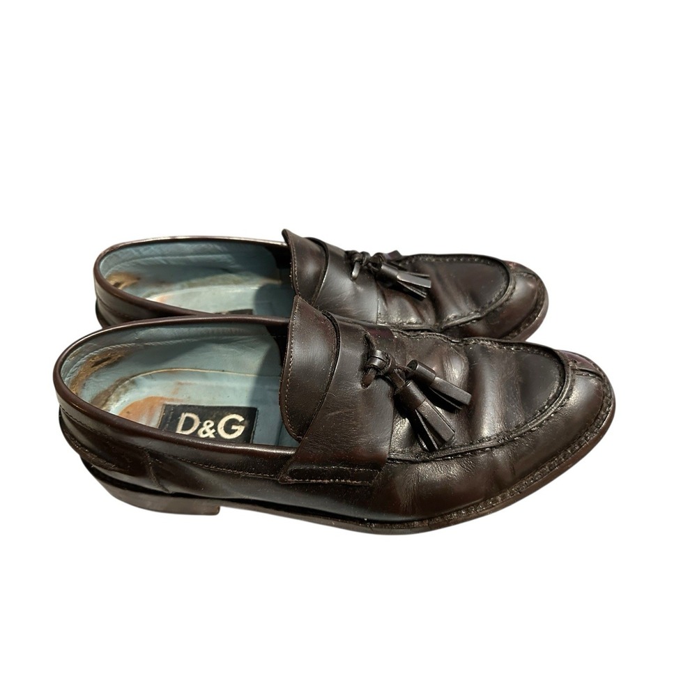 Dolce & Gabbana Tasseled Shoes Loafers Men's 41 US 8 Brown Leather Vintage S51-8